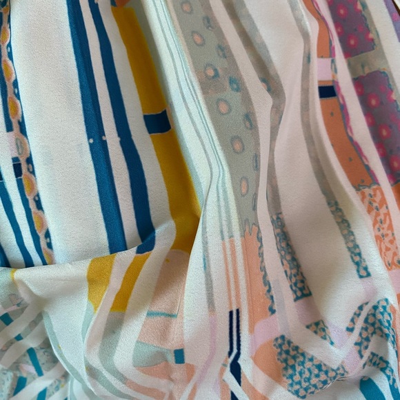 Anthropologie Abstract Pleated Midi Adjustable tie straps Dress XL new - Picture 5 of 10